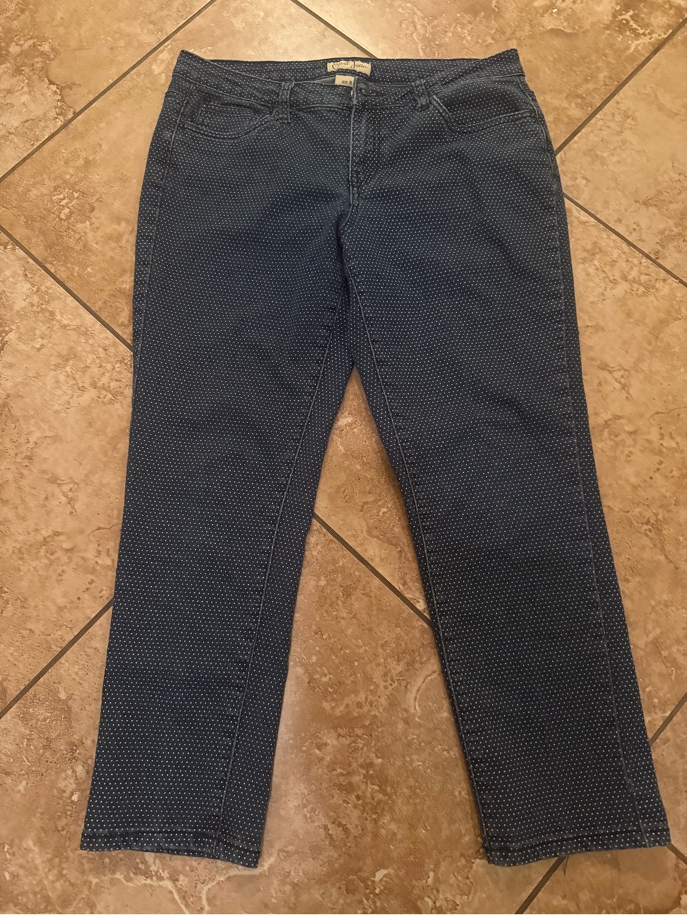 Earl Jeans Navy Polka Dot Straight Leg Jeans